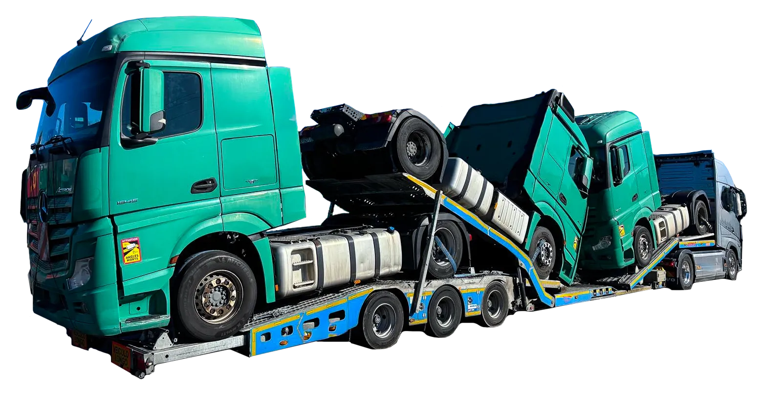 Semirimorchio carrellone 3 assi VX-3 Trailix per trasporto trattori stradali scontornato con trattori a bordo